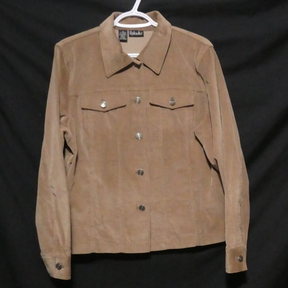 RAFAELLA | size 14 | Tan Button-Up Closure Corduroy Jacket| Chest Pockets